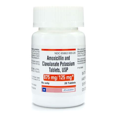 Rx Amoxicillin & Clavulanate Potassium Tablets, 875mg/125mg, 20 ct