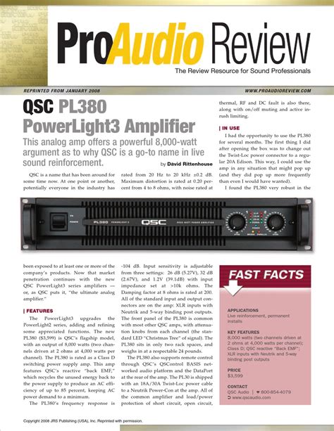 Amp Pl380 Specs