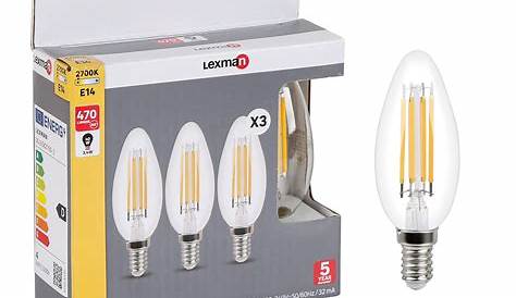 Ampoule Led Flamme Leroy Merlin Filament LED 5W = 470Lm (équiv 40W) E14