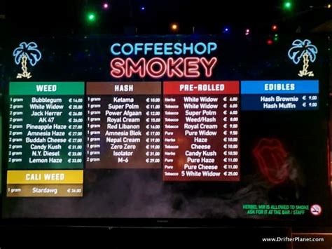 amsterdam coffee shop menu list