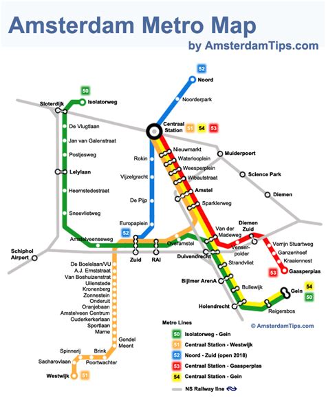 amsterdam train and metro map