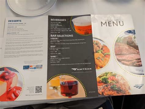 Amtrak Zephyr Menu