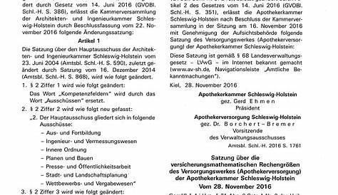 Amtliche Bekanntmachungen - Apothekerversorgung Schleswig-Holstein