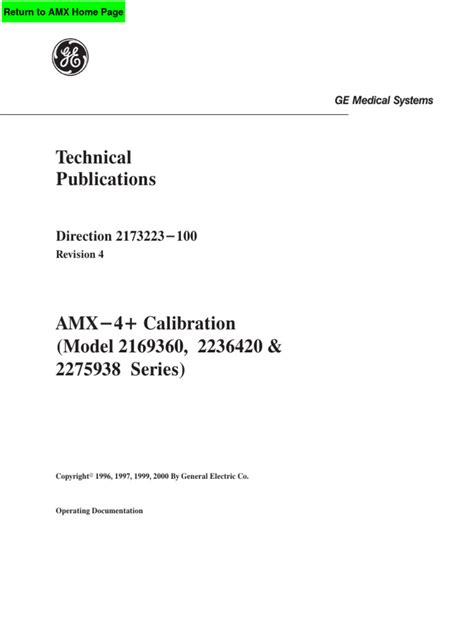 Amx 4+ Calibration Procedure