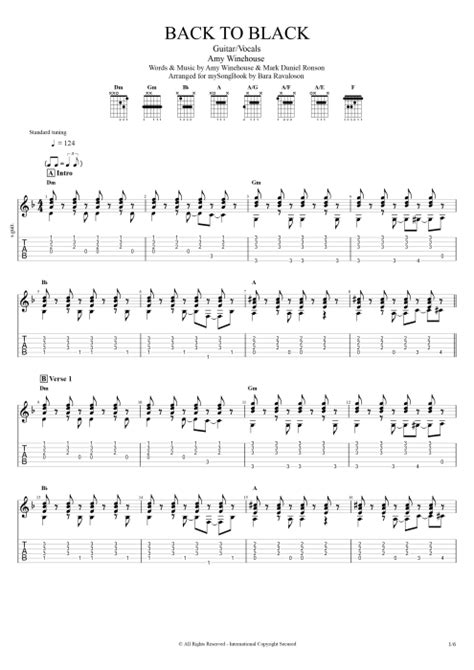 amy winehouse back to black guitar chords