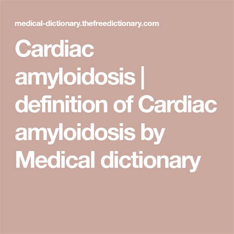 amyloidosis definition medical dictionary
