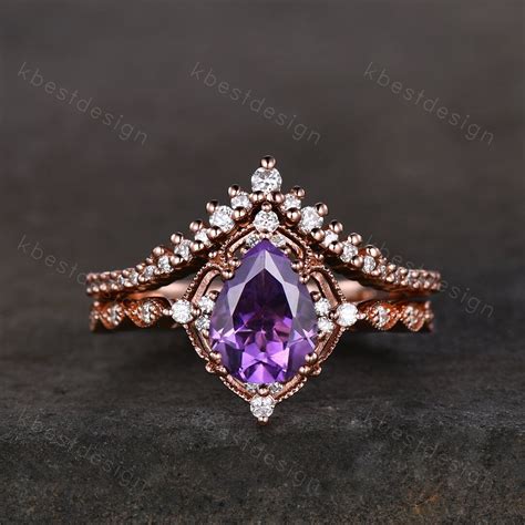 Amythest Wedding Ring Unique