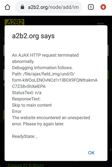 an ajax http request terminated abnormally