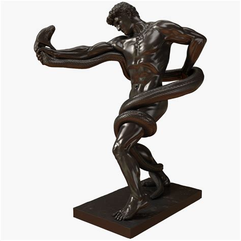 An Athlete Wrestling With A Python Replica