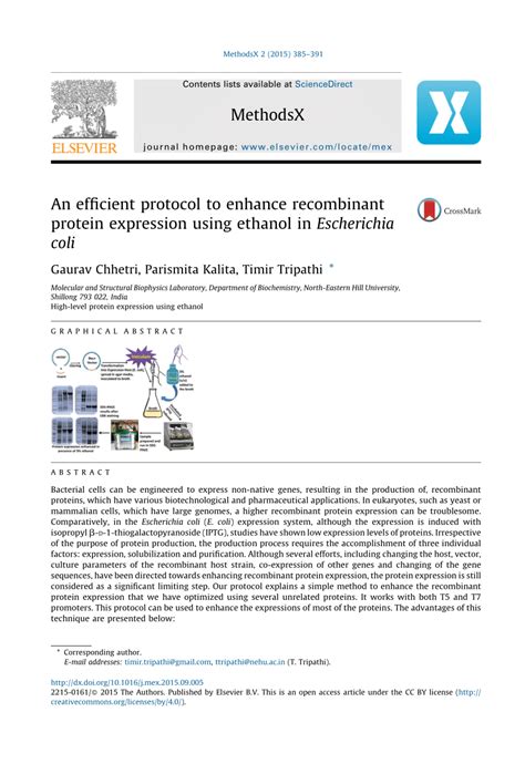 An Efficient Protocol To Enhance Recombinant Protein Expression Using Ethanol In Escherichia Coli