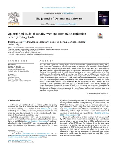 an empirical study of security warnings from static application security testing tools
