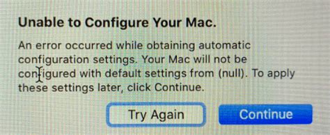 an error occurred while obtaining automatic configuration settings