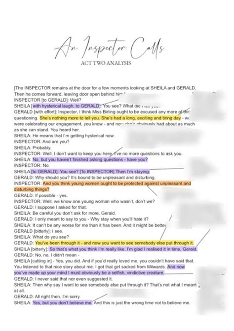 An Inspector Calls Script Analysis