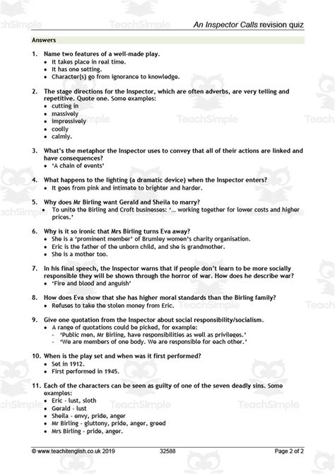 An Inspector Calls Sparknotes