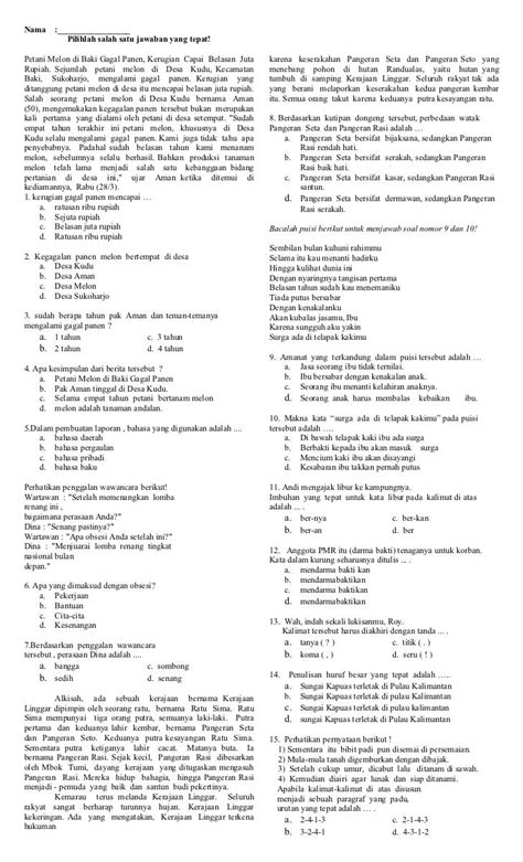 Analisis Soal Bahasa Indonesia Kelas 6