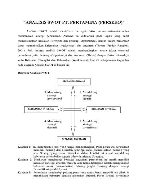 analisis swot pt pertamina pdf