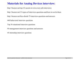 Analog Devices Interview Questions Answers Pdf