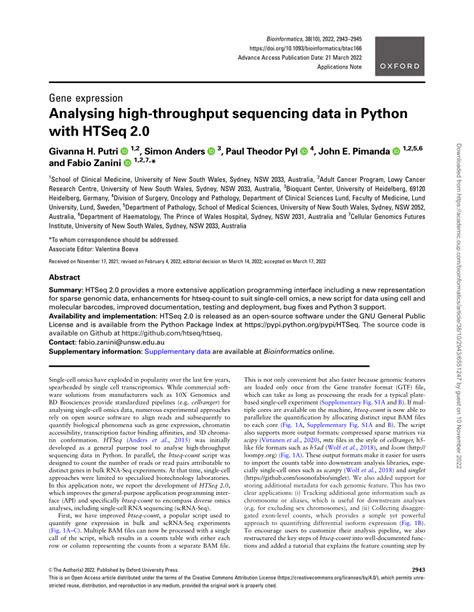 analysing high throughput sequencing data in python with htseq 2.0