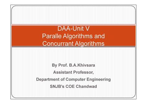 analysing parallel algorithms in daa