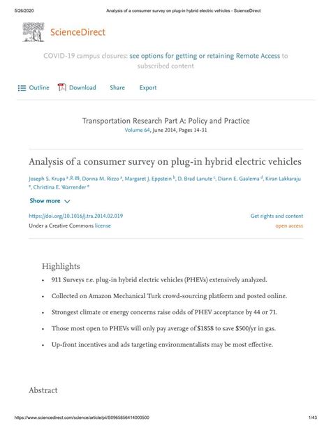 Analysis Of A Consumer Survey On Plug-In Hybrid Electric Vehicles