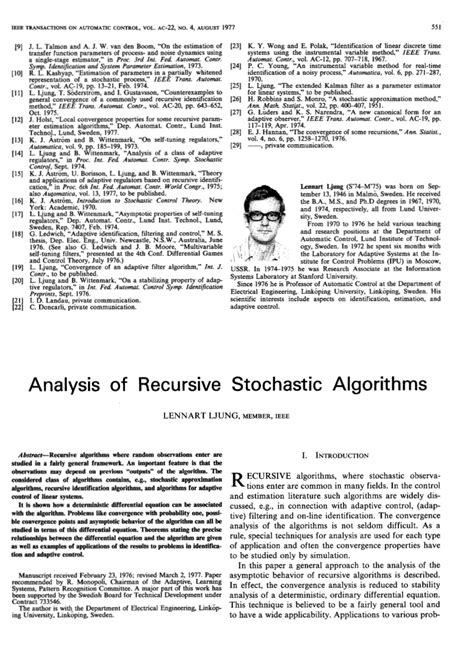 analysis of recursive stochastic algorithms