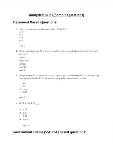 analytical skills examples for interview pdf
