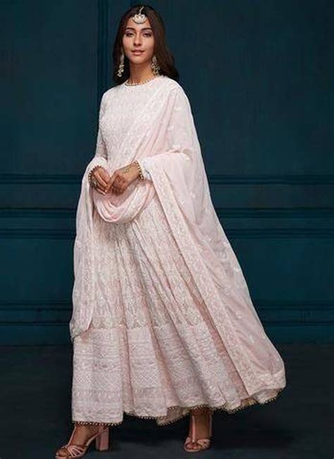 anarkali party wear chikankari suits