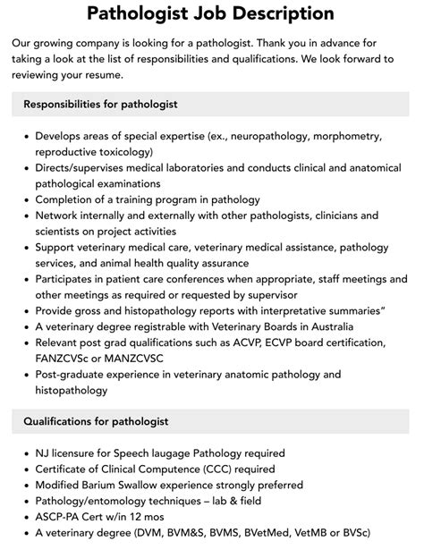 Pathologist Job Description Velvet Jobs