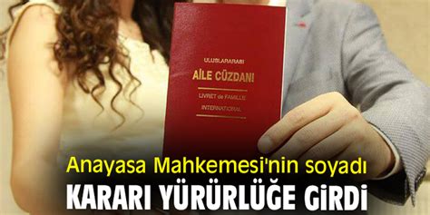 anayasa mahkemesi soyadı kararı resmi gazete