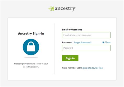 ancestry login home page