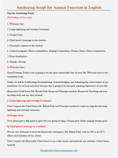 anchoring script for annual function in english pdf