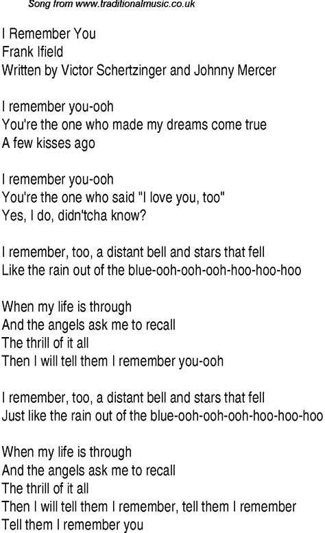 and i remember you lyrics