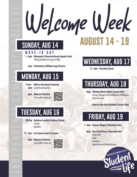anderson university welcome week schedule