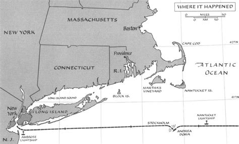 andrea doria wreck location map