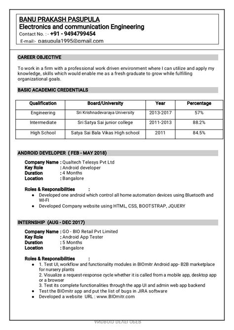 14+ Android Developer Resume Templates Free Word, Excel