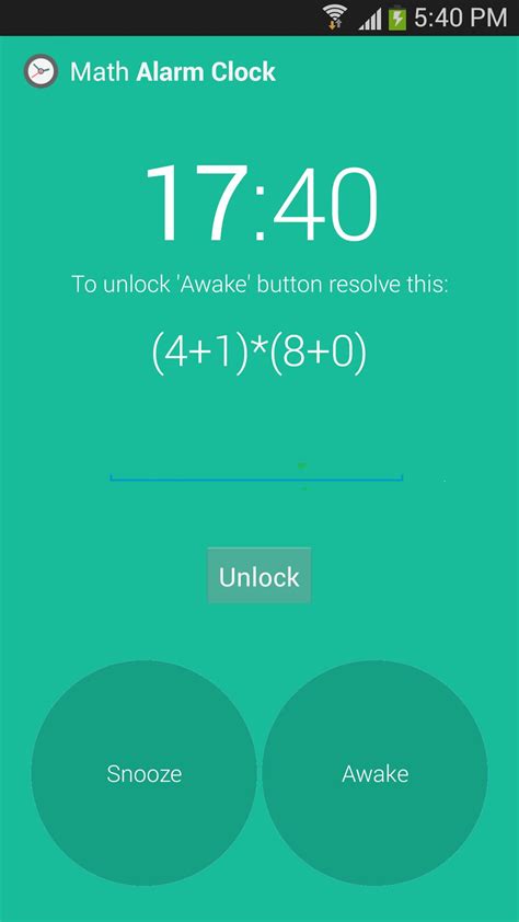 Android App Alarm Clock Math Problems