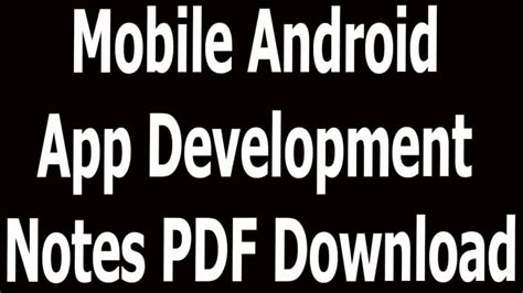  62 Essential Android Application Development Notes Pdf In 2023