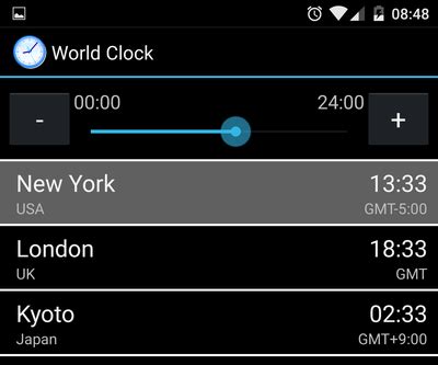 android clock widget multiple time zones
