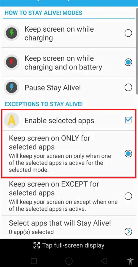 android disable screen timeout for certain apps