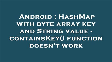 Android Hashmap Remove By Key
