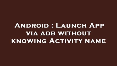 Android Launch App Without Activity