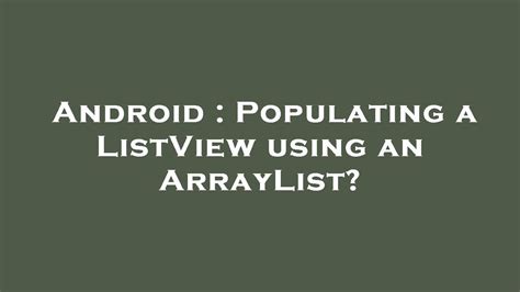 Android Listview Using Arraylist