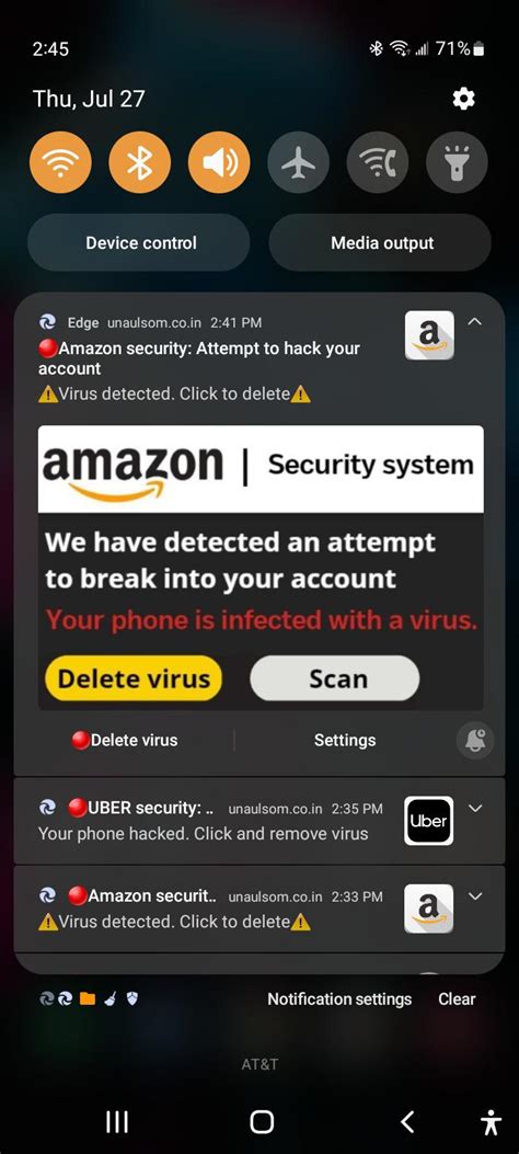 android phone keeps getting virus notifications
