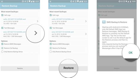 android restore text messages from backup