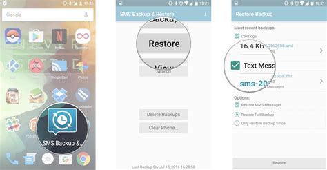 android restore texts from backup