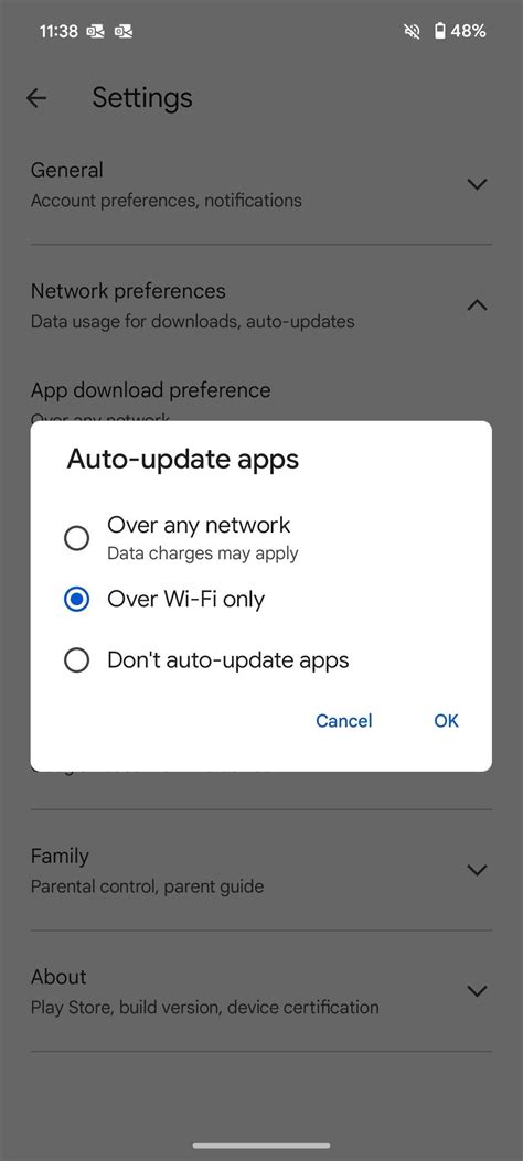 android setting update apps only on wifi