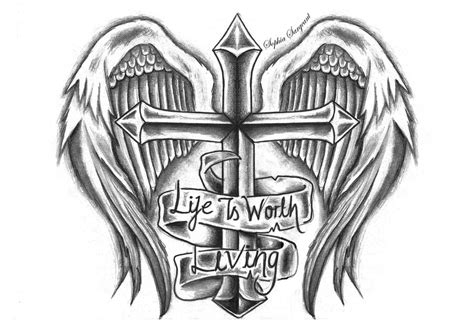 Awasome Angel And Cross Tattoo Designs Ideas