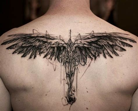 angel tattoo on back