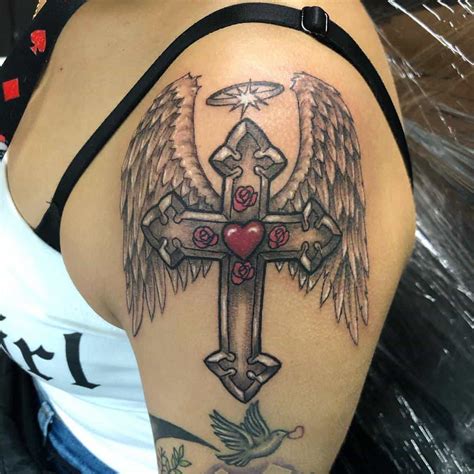 Innovative Angel With Cross Tattoo Designs 2023
