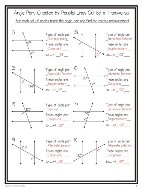 Angle Relationships Worksheets All About Worksheet Teaching